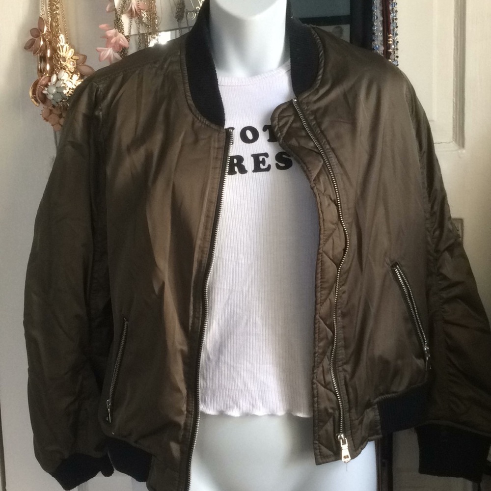 Olive bomber jacket
